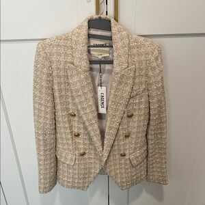 NWT L'AGENCE Kenzie Double Breasted Tweed Blazer with Gold Buttons - 0